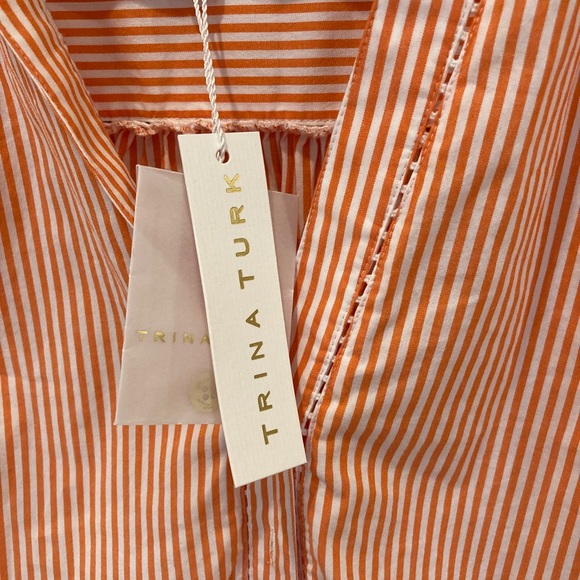 NWT Trina Turk Orange Stripped button shirt dress - Picture 4 of 5